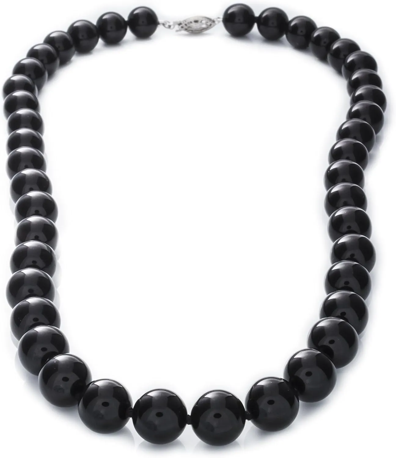 8mm Polished Black Onyx Necklace | .925 Sterling Silver