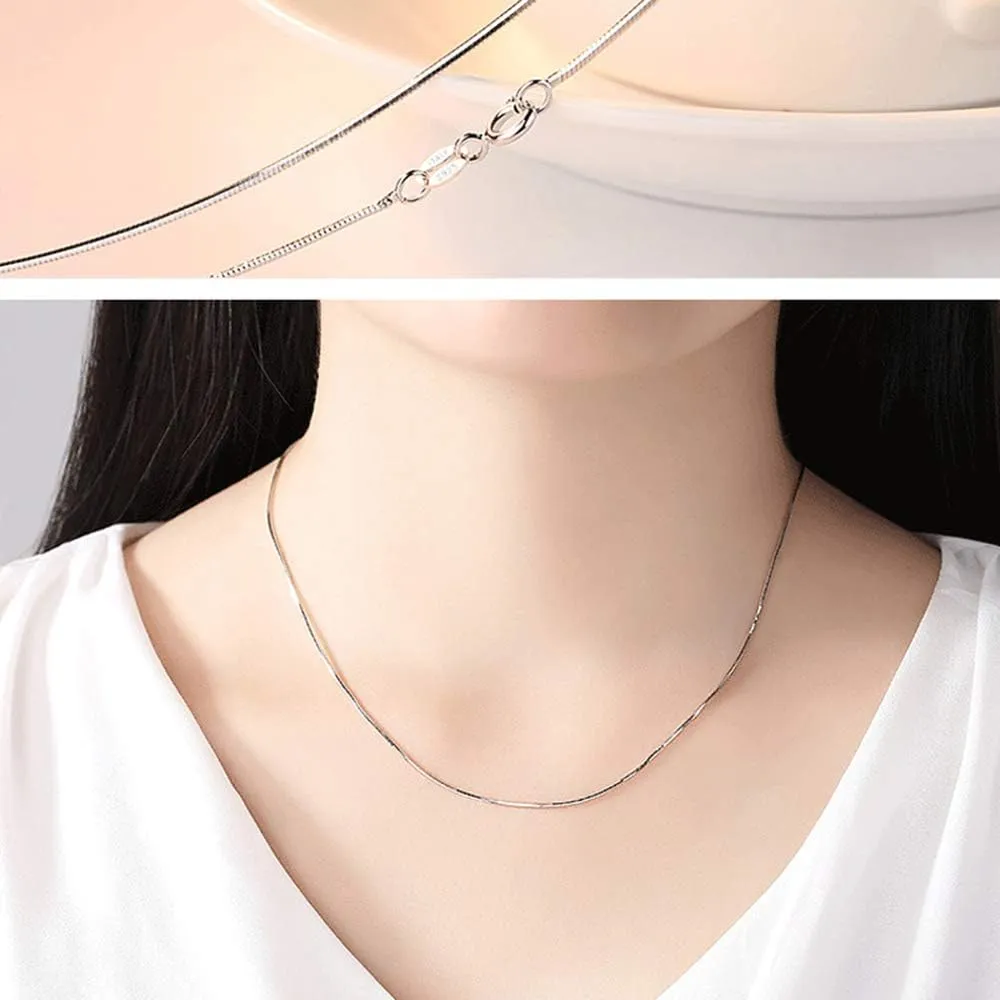 925 Sterling Silver Designer Chain 0.8MM Delicate Italian Box Chain - Super Thin & Strong Lovely Necklaces