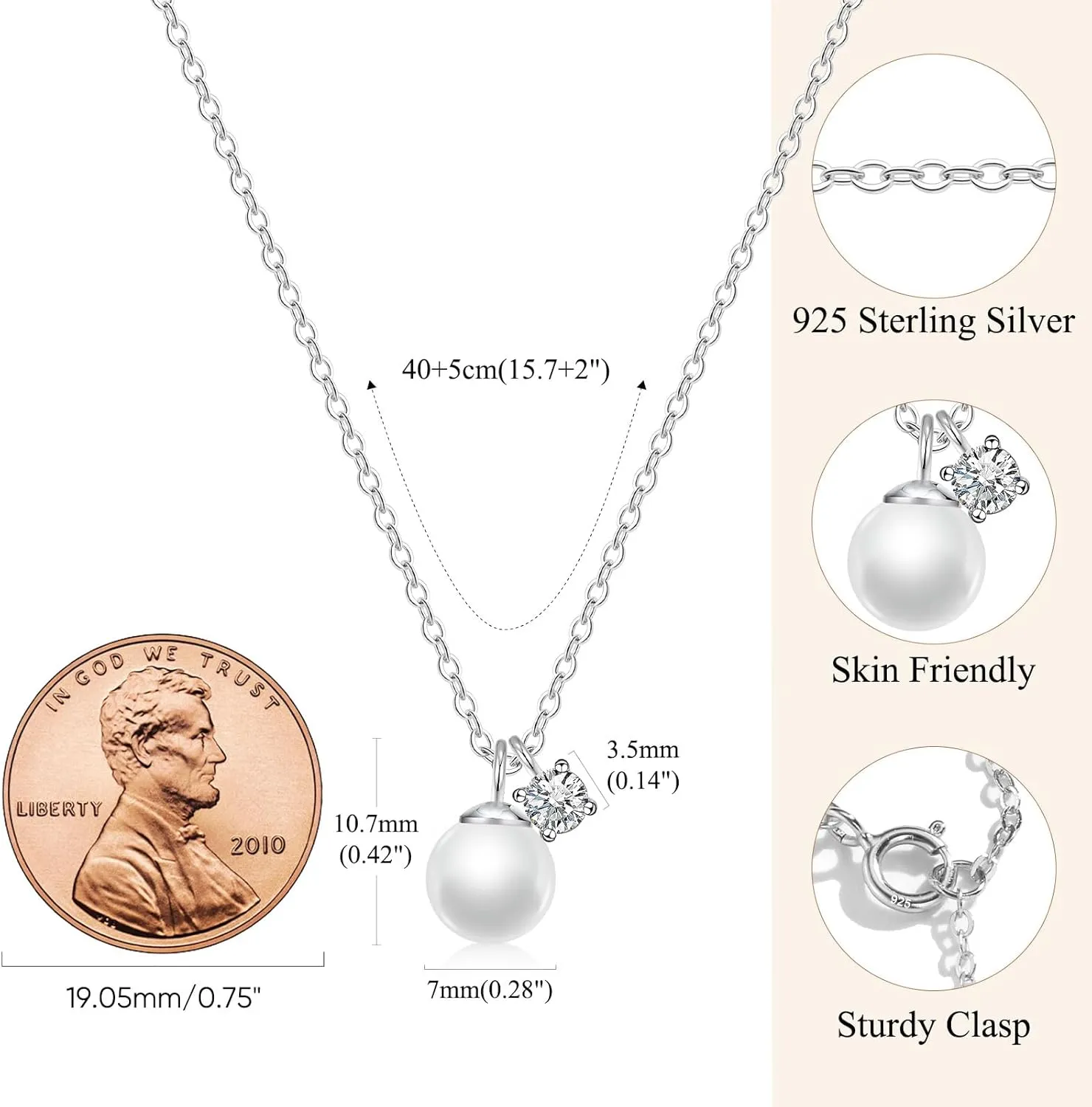 925 Sterling Silver Infinity Pearl Necklace for Women, Dainty Chic Pearl Pendent AAAAA Cubic Zirconia Necklaces Simple Trendy Everyday Jewelry Mothers Day Birthday Gift for Mom Daughter Her