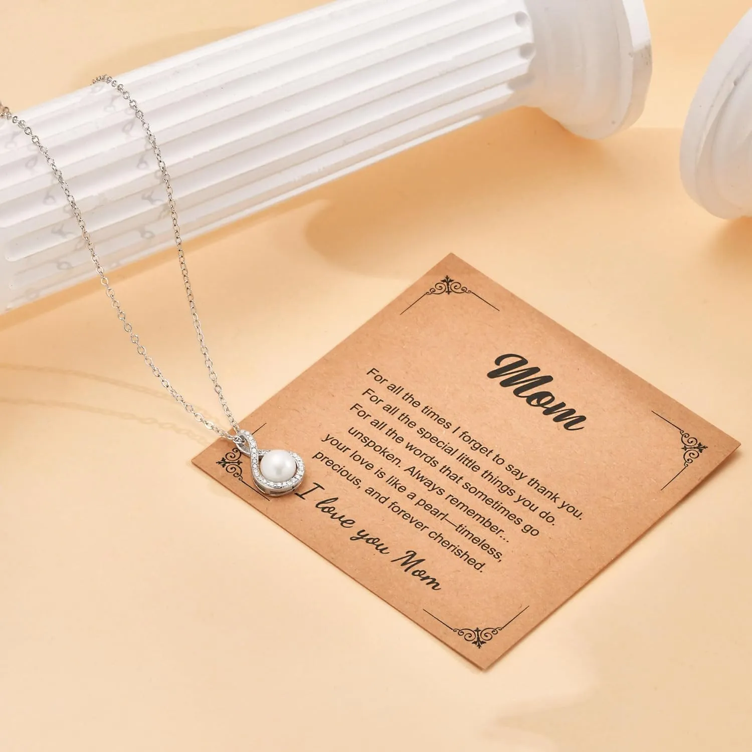 925 Sterling Silver Infinity Pearl Necklace for Women, Dainty Chic Pearl Pendent AAAAA Cubic Zirconia Necklaces Simple Trendy Everyday Jewelry Mothers Day Birthday Gift for Mom Daughter Her