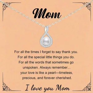 925 Sterling Silver Infinity Pearl Necklace for Women, Dainty Chic Pearl Pendent AAAAA Cubic Zirconia Necklaces Simple Trendy Everyday Jewelry Mothers Day Birthday Gift for Mom Daughter Her