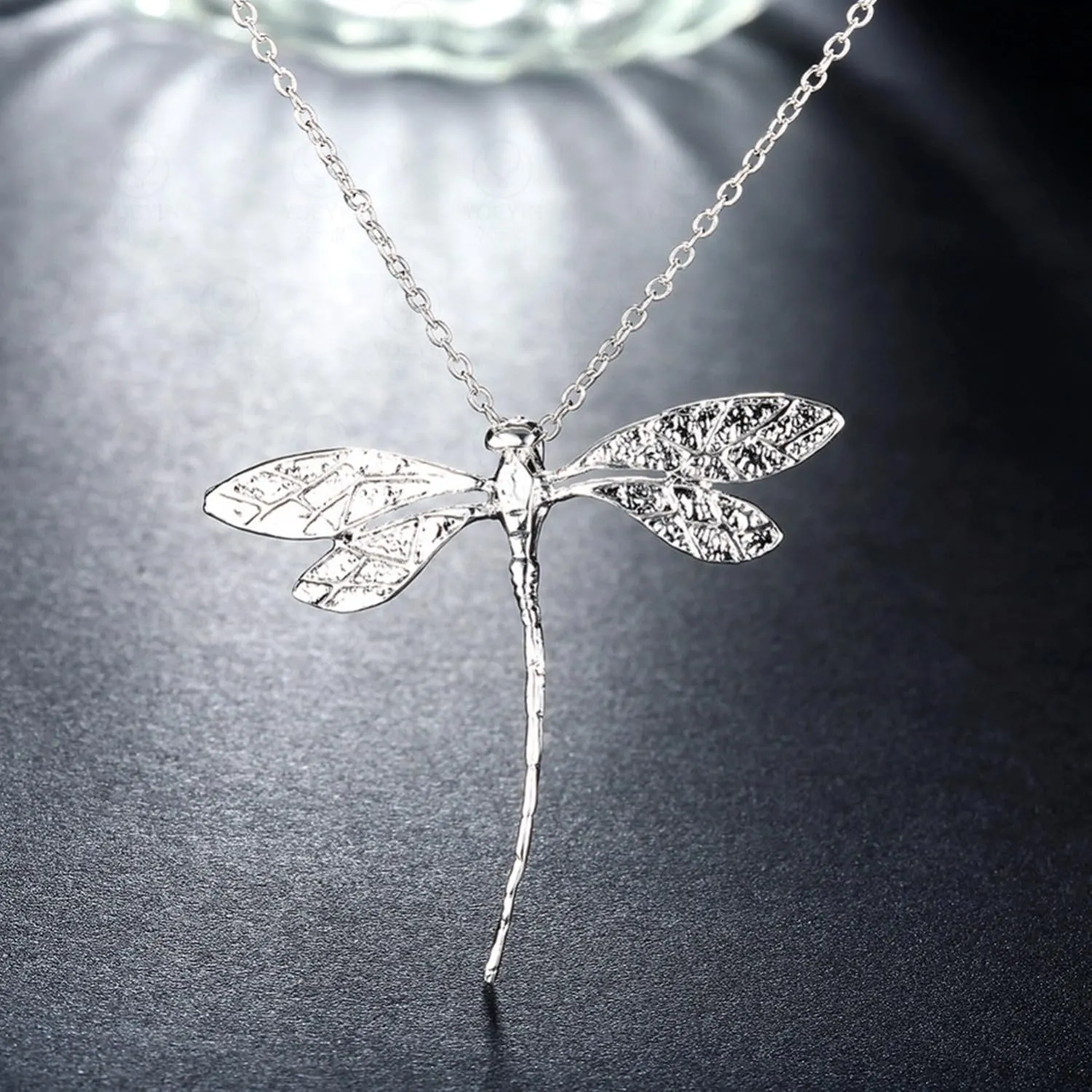 925 Sterling Silver Pendant Necklace Delicate Dragonfly Pendant Necklace Handmade Charms Necklace for Women Jewelry Gift