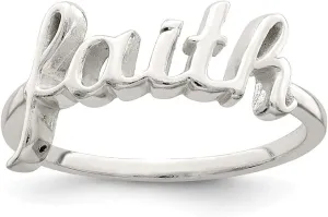 925 Sterling Silver Polished "Faith" Ring