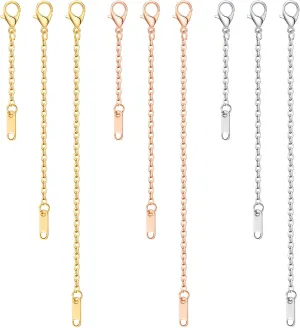 9pcs Necklace Extender 2", 4", 6" Delicate Necklace Extender Chain Set Stainless Steel Chain Extenders for Women Necklaces Jewelry Chain Extenders for Bracelet Anklet (Gold/Silver/Rose Gold)