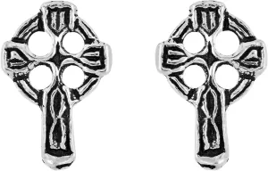 Aeravida Classic Everyday Faith Mini Celtic Wheel Cross .925 Silver Stud Earrings Tiny Sterling Silver Stud Earring Religious Ornament for Men Women