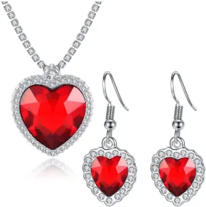 AILUOR Titanic Heart of The Ocean Necklace and Earrings Set, Crystal Pendant Jewelry, Eternal Classic for Mother's Day, Wedding, Prom Gifts