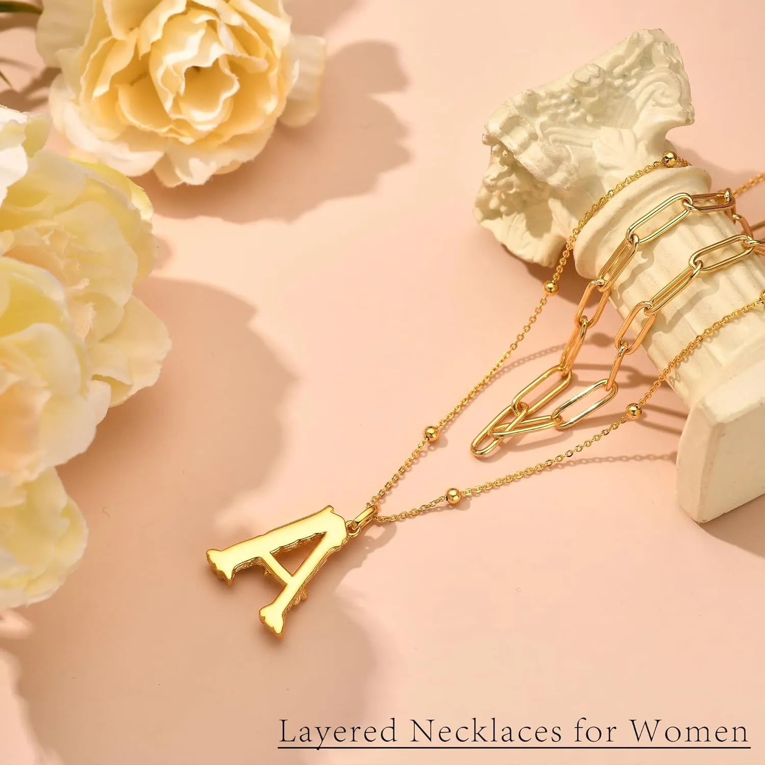 AllenCOCO Bubble Letter Necklaces Gold for Women, Thick 14K Gold Filled Balloon Initial Necklace Personalized Chunky Gold Letter Necklace for Women Non Tarnish Birthday Day Jewelry Gifts