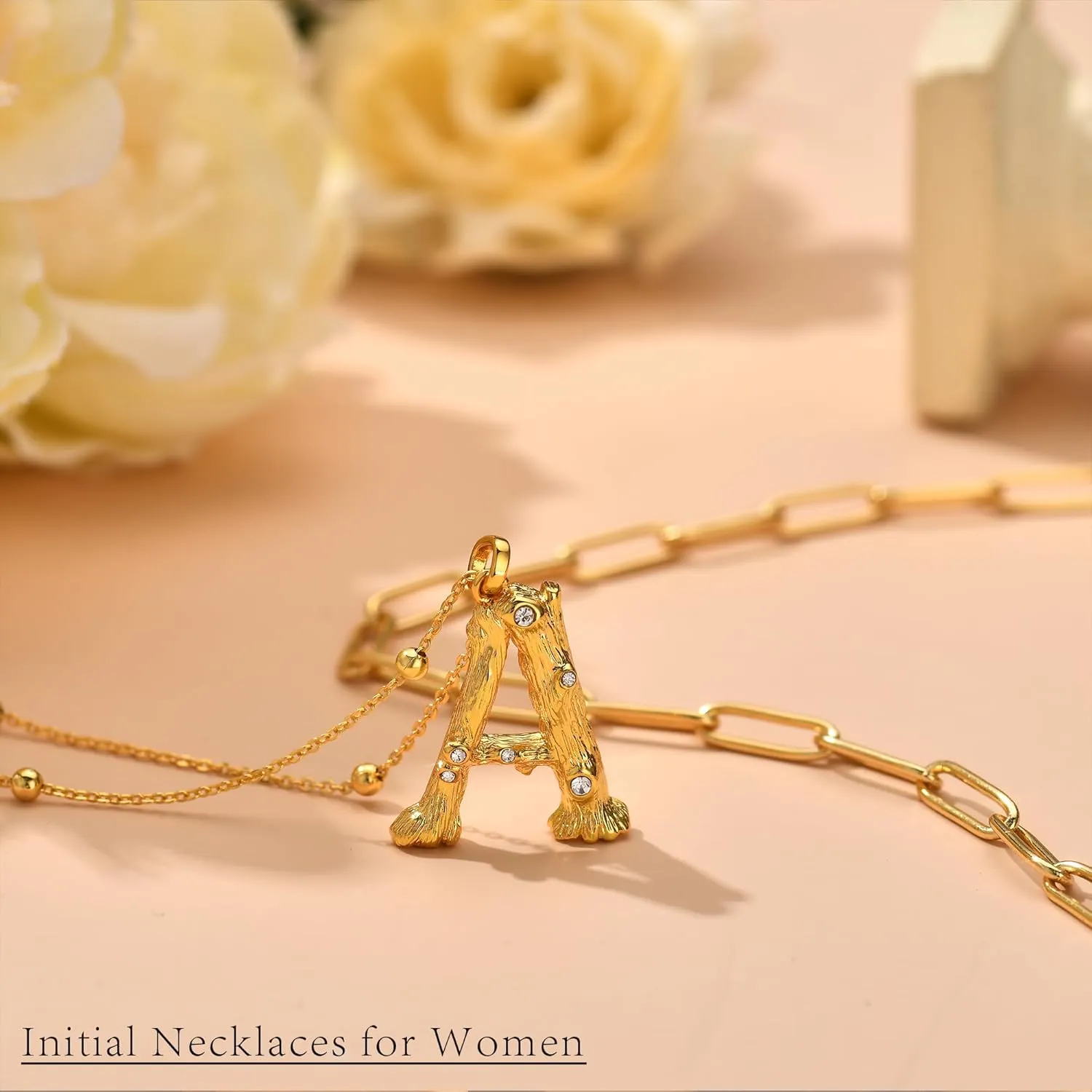 AllenCOCO Bubble Letter Necklaces Gold for Women, Thick 14K Gold Filled Balloon Initial Necklace Personalized Chunky Gold Letter Necklace for Women Non Tarnish Birthday Day Jewelry Gifts