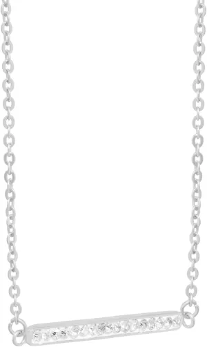 Amazon Essentials Sterling Silver 16 1" Clear Crystal Bar Gift Necklace (previously Amazon Collection)