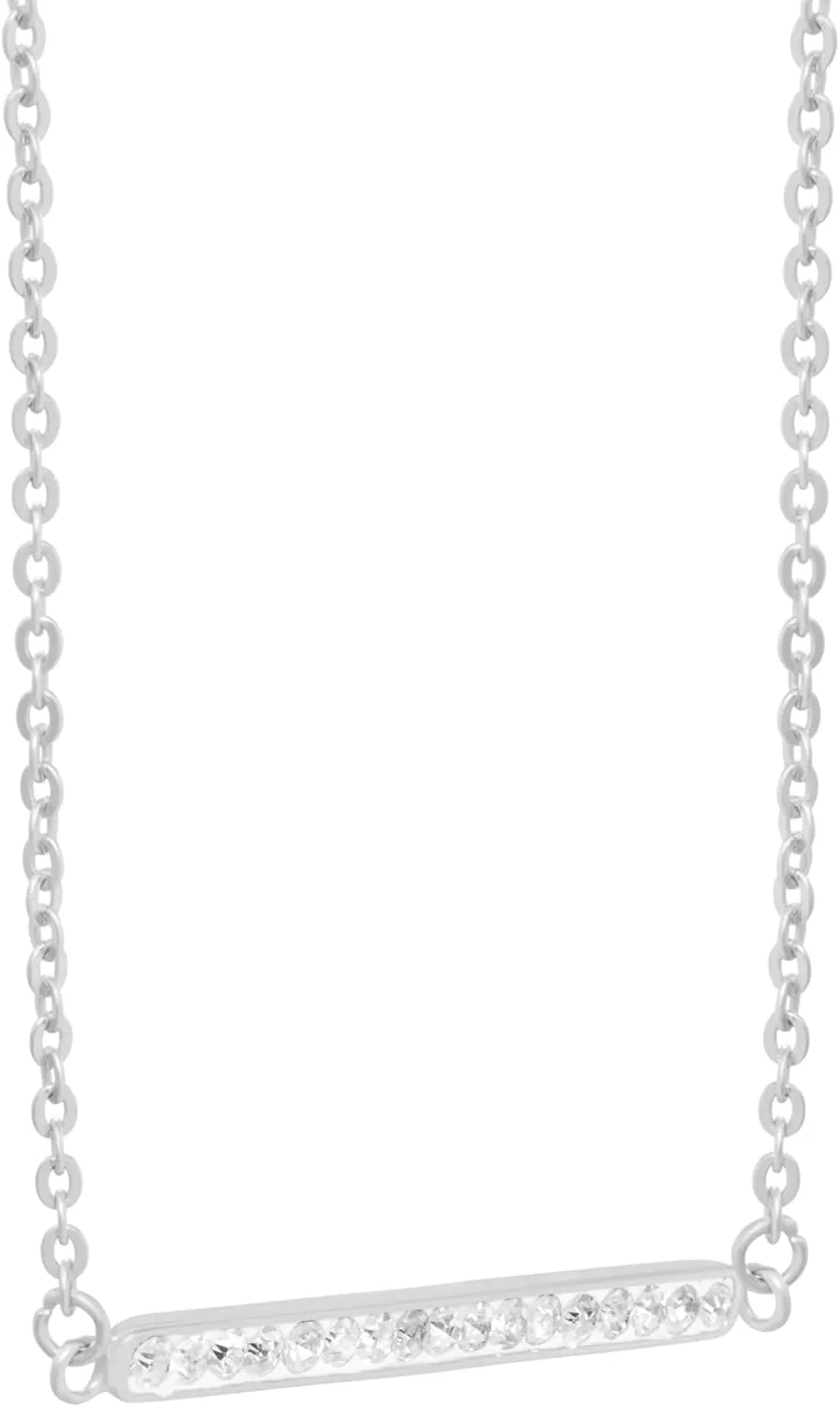 Amazon Essentials Sterling Silver 16 1" Clear Crystal Bar Gift Necklace (previously Amazon Collection)