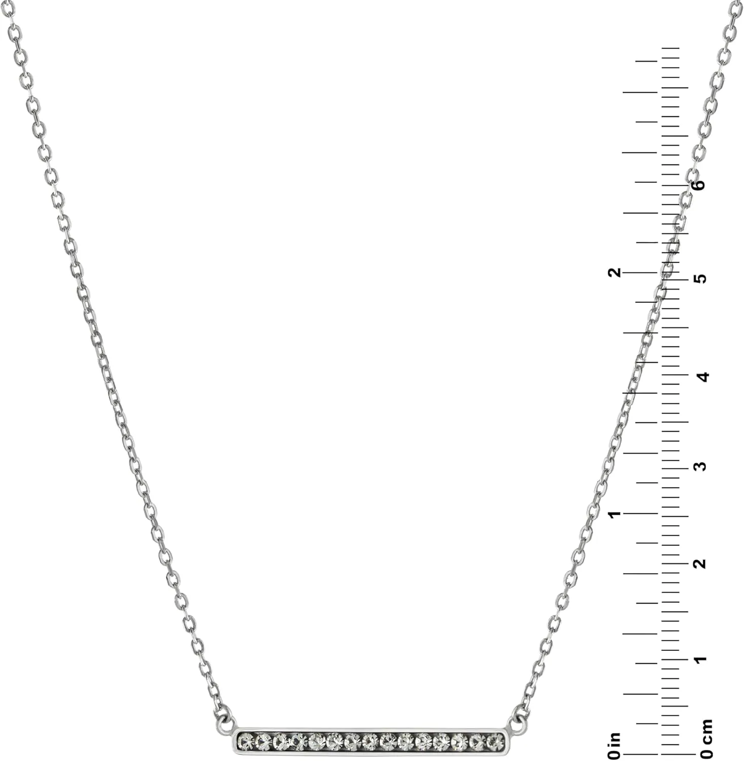 Amazon Essentials Sterling Silver 16 1" Clear Crystal Bar Gift Necklace (previously Amazon Collection)