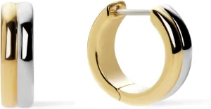 Ana Luisa Asher Two-Tone Small Huggie Hoop Earrings for Women - 14K Gold Plated & Silver Rhodium Plated - Hypoallergenic, Water-Resistant, Tarnish-Free - Ana Luisa Jewelry - Stylish Gold Hoop Earrings