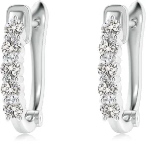 ANGARA Natural Classic Diamond Hinged Hoop Earrings in 14K Solid Gold/Platinum | April Birthstone, Birthday, Engagement, Anniversary, Wedding Jewelry Gift for Women