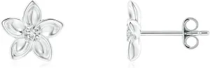 ANGARA Natural Classic Diamond Plumeria Flower Earrings in Silver / 14K Solid Gold/Platinum | April Birthstone, Birthday, Engagement, Anniversary, Wedding Jewelry Gift for Women