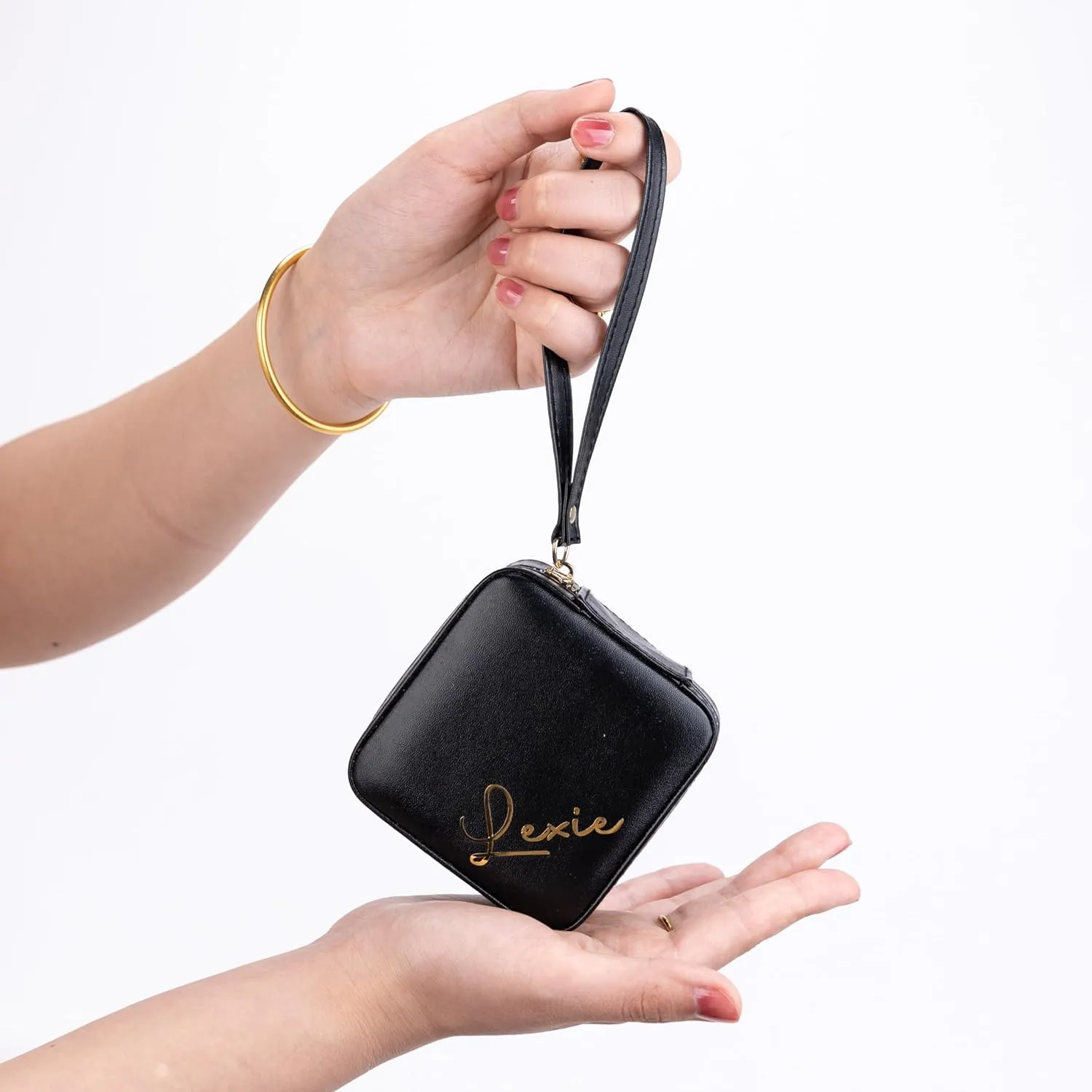 Angelina's Palace Personalized Jewelry Case with Name Engraved,Custom Leather Travel Jewelry Organizer Box for Rings,Earrings,Necklaces,Birthday Bridesmaid Gift For Women Girls