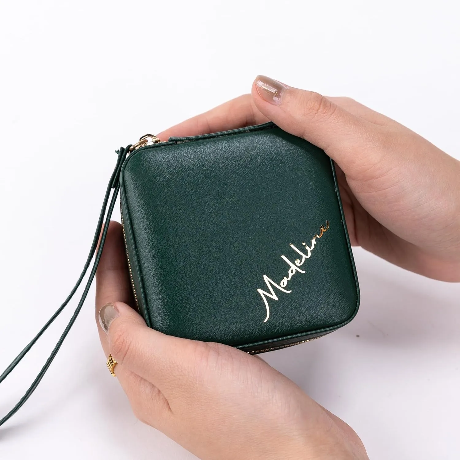 Angelina's Palace Personalized Jewelry Case with Name Engraved,Custom Leather Travel Jewelry Organizer Box for Rings,Earrings,Necklaces,Birthday Bridesmaid Gift For Women Girls
