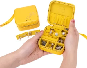 Angelina's Palace Personalized Jewelry Case with Name Engraved,Custom Leather Travel Jewelry Organizer Box for Rings,Earrings,Necklaces,Birthday Bridesmaid Gift For Women Girls