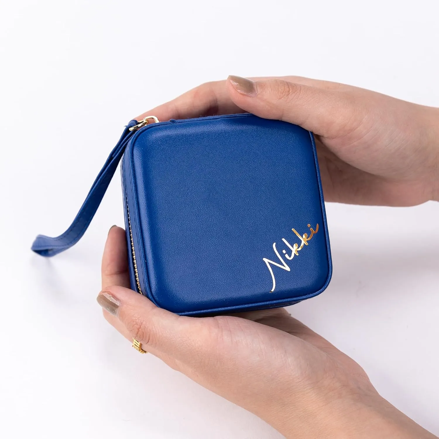 Angelina's Palace Personalized Jewelry Case with Name Engraved,Custom Leather Travel Jewelry Organizer Box for Rings,Earrings,Necklaces,Birthday Bridesmaid Gift For Women