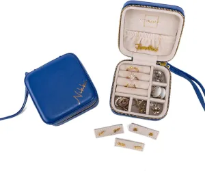 Angelina's Palace Personalized Jewelry Case with Name Engraved,Custom Leather Travel Jewelry Organizer Box for Rings,Earrings,Necklaces,Birthday Bridesmaid Gift For Women