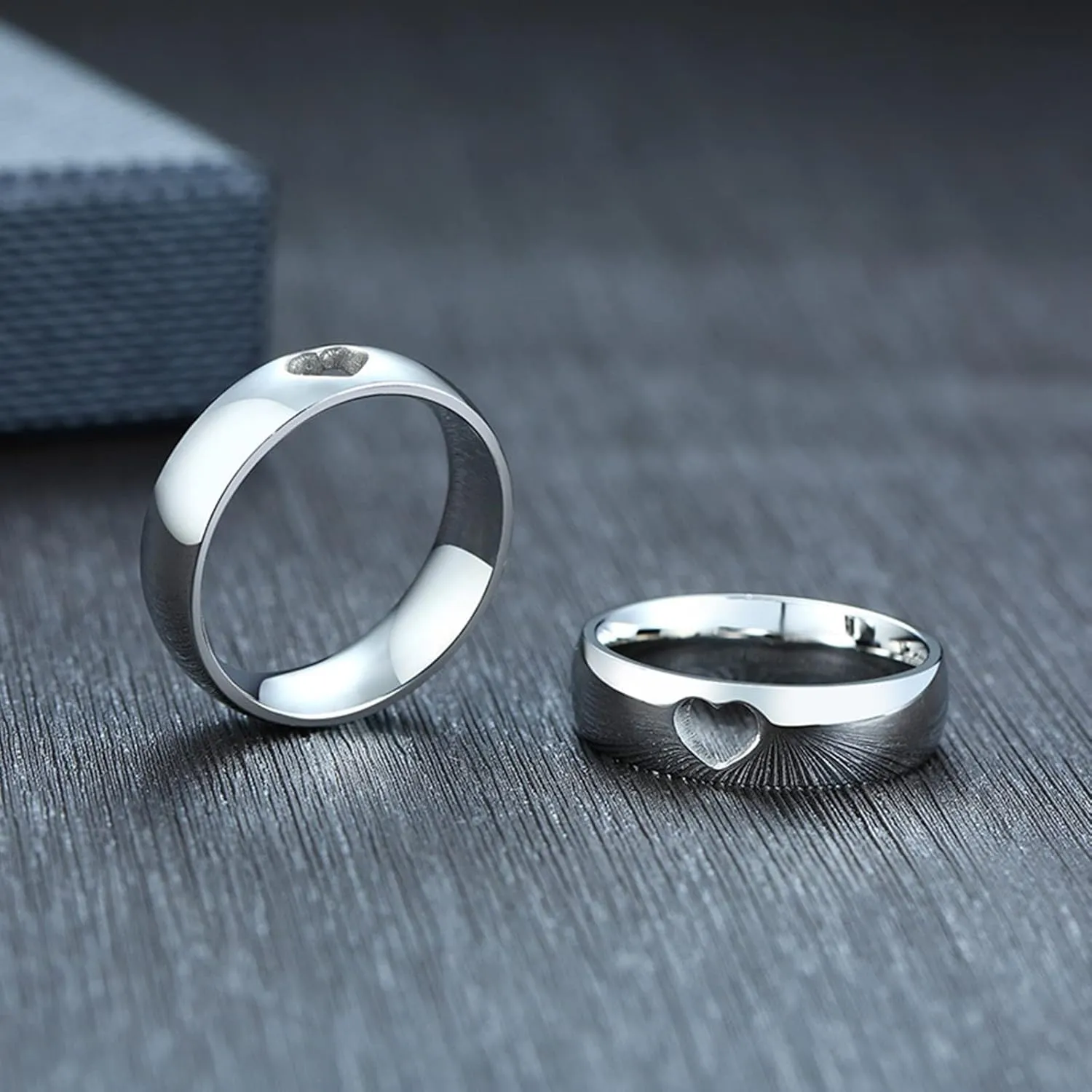 Anniversary Band, 6MM Stainless Steel Couple Ring Silver Hollow Heart Polished Jewelry Wedding Rings