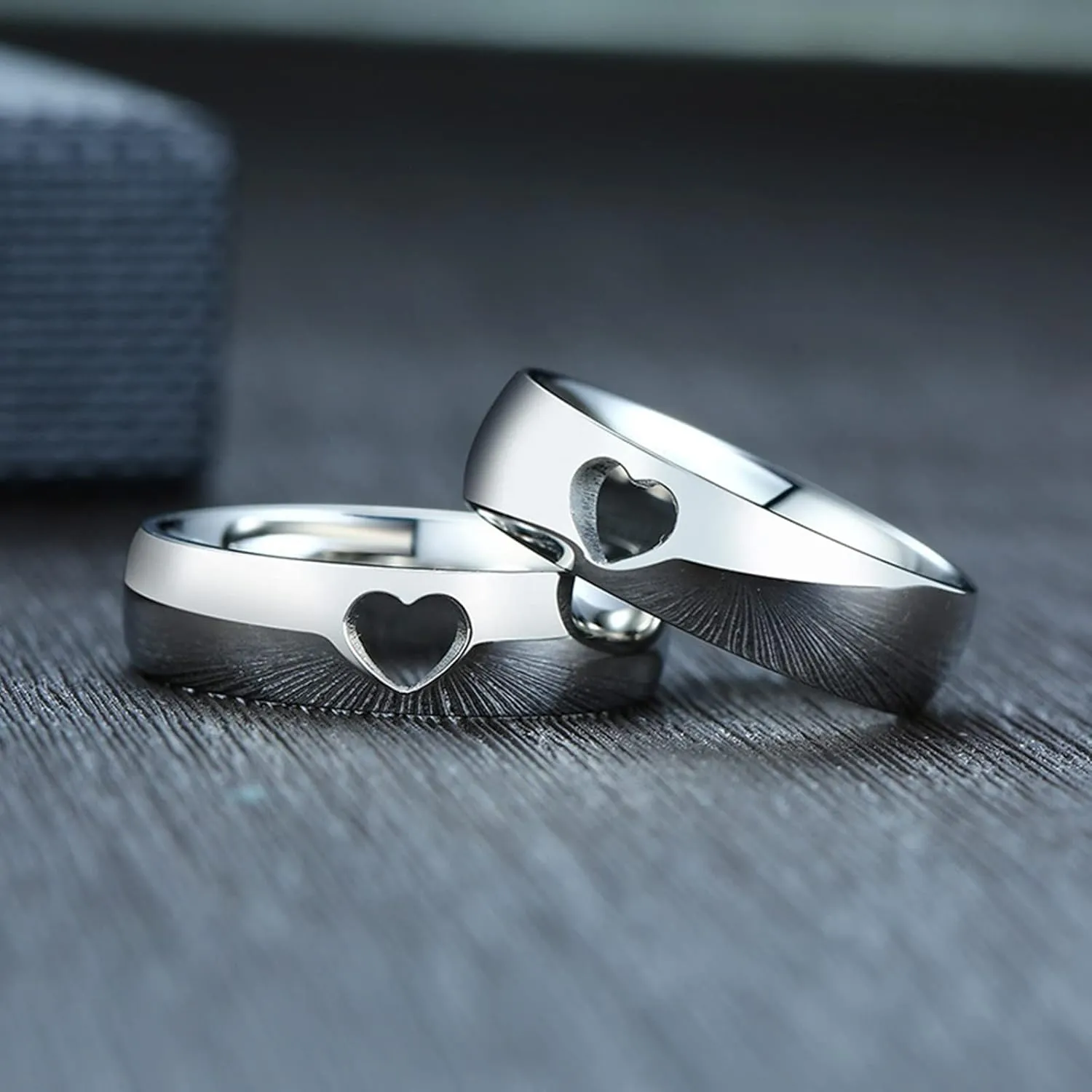 Anniversary Band, 6MM Stainless Steel Couple Ring Silver Hollow Heart Polished Jewelry Wedding Rings