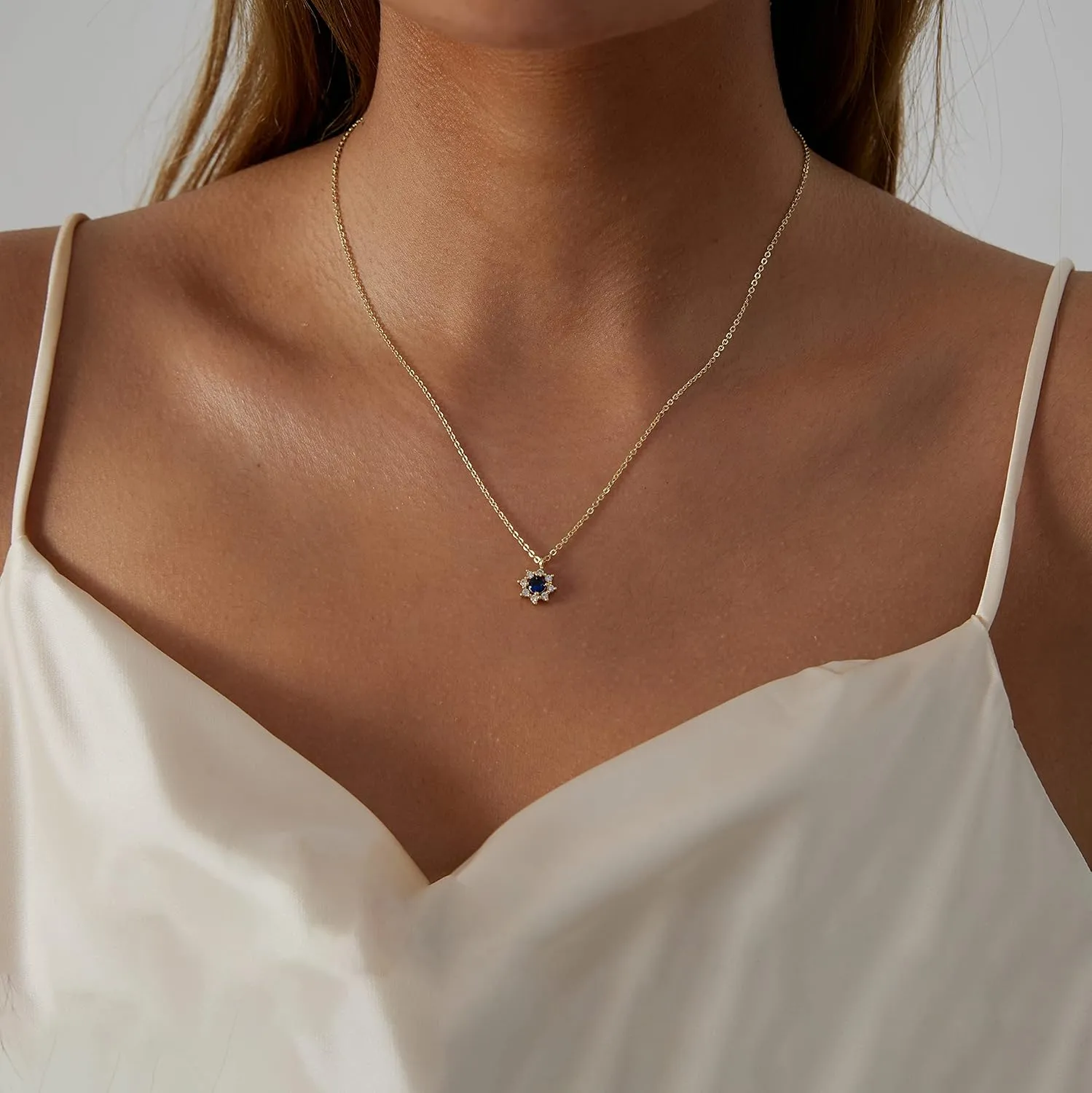 ASCOMY Dainty Gold Pendant Necklace 14k Gold Plated Delicate Tiny Love Heart Star CZ Leaf Pendant Necklace Simple Necklaces Everyday Jewelry for Women