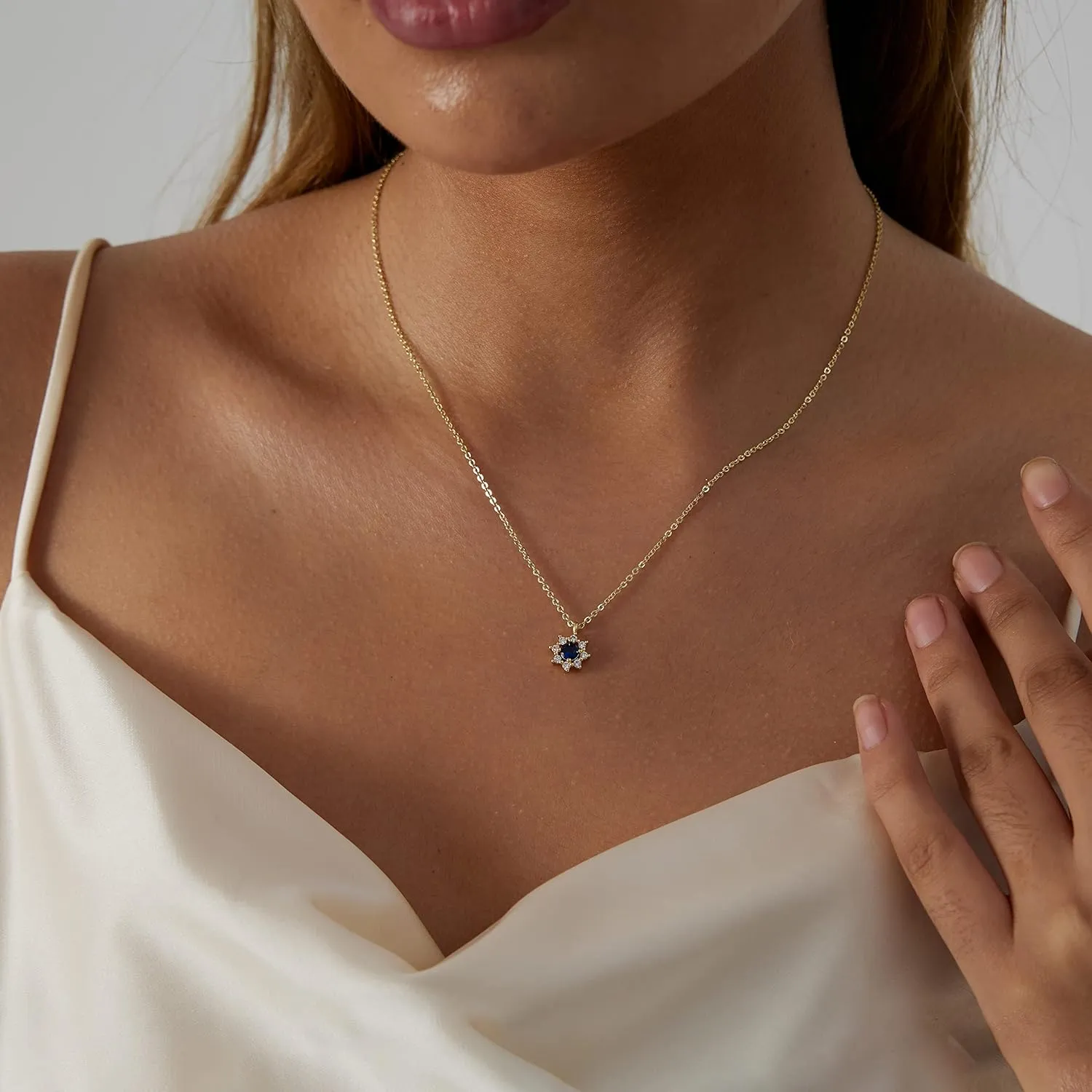 ASCOMY Dainty Gold Pendant Necklace 14k Gold Plated Delicate Tiny Love Heart Star CZ Leaf Pendant Necklace Simple Necklaces Everyday Jewelry for Women