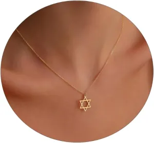 ASCOMY Dainty Gold Pendant Necklace 14k Gold Plated Delicate Tiny Love Heart Star CZ Leaf Pendant Necklace Simple Necklaces Everyday Jewelry for Women