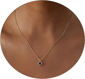 ASCOMY Dainty Gold Pendant Necklace 14k Gold Plated Delicate Tiny Love Heart Star CZ Leaf Pendant Necklace Simple Necklaces Everyday Jewelry for Women