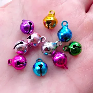 Assorted Jingle Bell Charms (10pcs / 8mm x 11mm / Colorful Mix) Christmas Party Favor Decor Bracelet Anklet Keychain Handbag Charm CHM2113