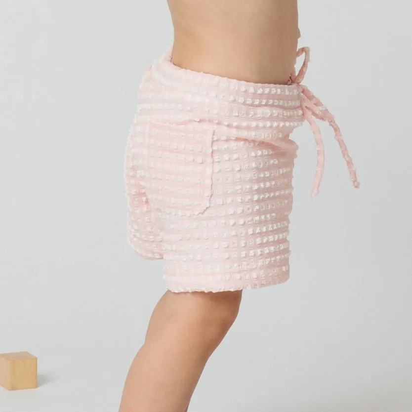 Baby Swim Trunks Rose Quartz Gingham