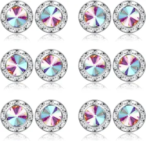 BESTEEL Rhinestone Earrings Round Shaped Acrylic Stone Inside Crystal Halo Stud Earrings for Dance Competitions Stage Opera Performance Wedding Party Earrings Jewelry 15mm