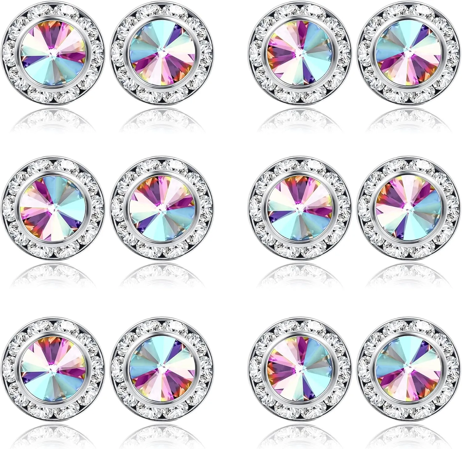BESTEEL Rhinestone Earrings Round Shaped Acrylic Stone Inside Crystal Halo Stud Earrings for Dance Competitions Stage Opera Performance Wedding Party Earrings Jewelry 15mm