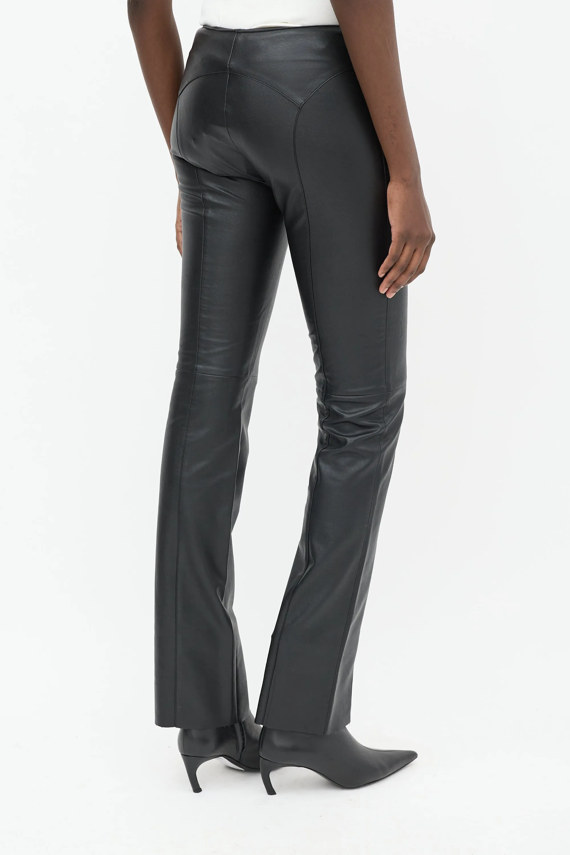 Black Faux Leather Element Lace Up Trouser
