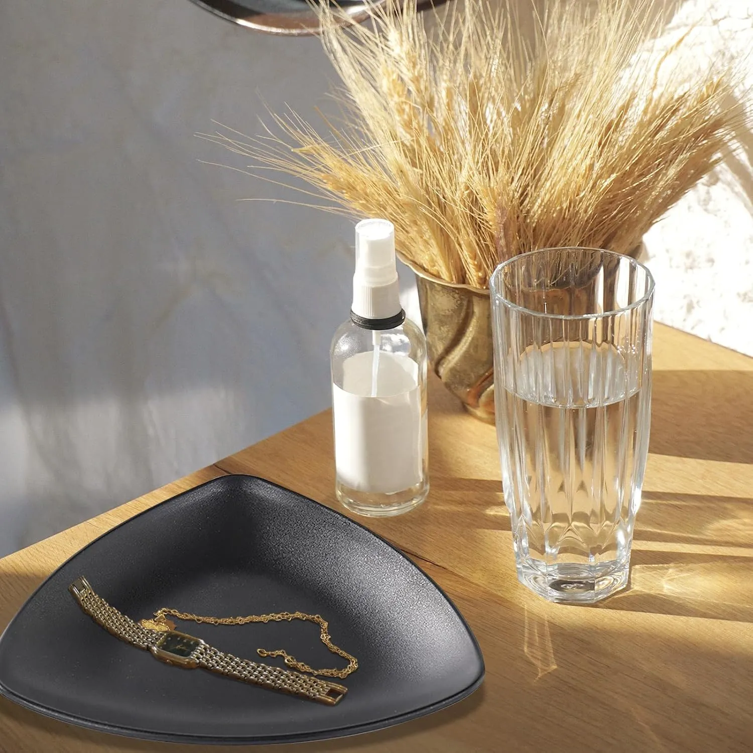 Black ring jewellery tray organiser tray, dresser decor key flat jewellery bowl decorative oval dish