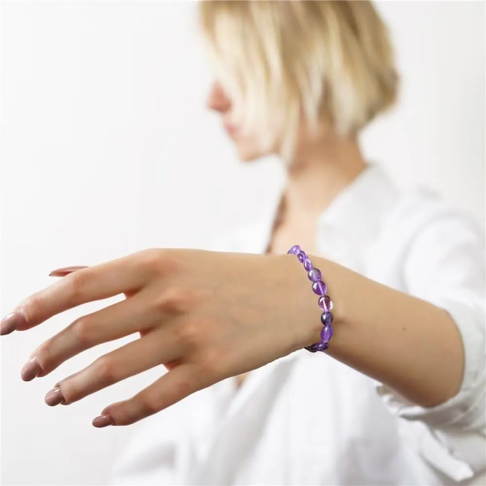 Blue Drop Natural Stone Bracelets For Women Men Irregular Healing Crystal Beaded Bracelets Semi-Precious Gemstone Beaded Bracelet Energy Stone Stretch Bracelet Jewelry Gifts