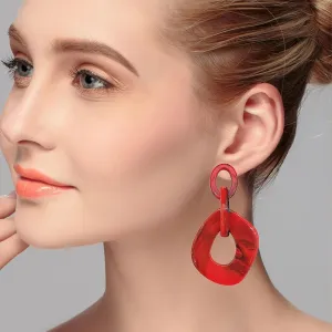 Bohemian Vintage Acrylic Resin Geometry Earrings for Women Hollow Round Chain Dangle Drop Stud Earrings Summer Holiday Jewelry