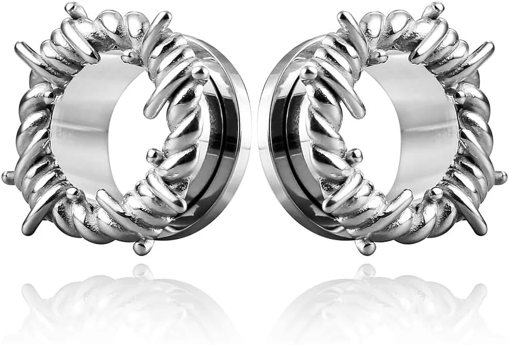 Bold Spiral Design Ear Plugs and Tunnels Body Jewelry - Hypoallergenic, 0g to 1 inch, 2pcs Selling, Stainless Steel Gauge Earrings for Women & Men Silver 14mm(9/16 inch)