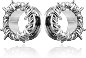 Bold Spiral Design Ear Plugs and Tunnels Body Jewelry - Hypoallergenic, 0g to 1 inch, 2pcs Selling, Stainless Steel Gauge Earrings for Women & Men Silver 14mm(9/16 inch)