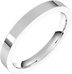 Bonyak Jewelry Platinum 2.5mm Flat Comfort Fit Band Stylish, Size 7
