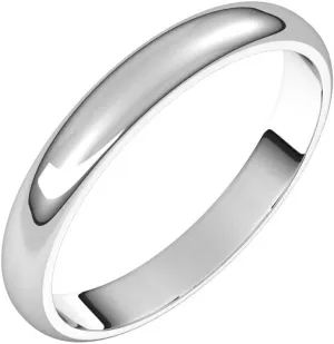Bonyak Jewelry Platinum 3mm Half Round Band Stylish, Size 7