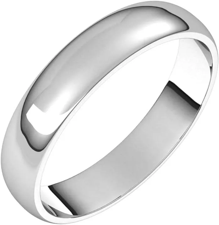 Bonyak Jewelry Platinum 4mm Half Round Light Band Stylish, Size 8.5