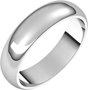 Bonyak Jewelry Platinum 5mm Half Round Band Stylish, Size 8.5