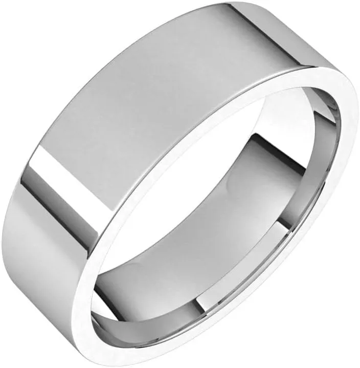 Bonyak Jewelry Platinum 6mm Flat Comfort Fit Light Band Stylish, Size 9