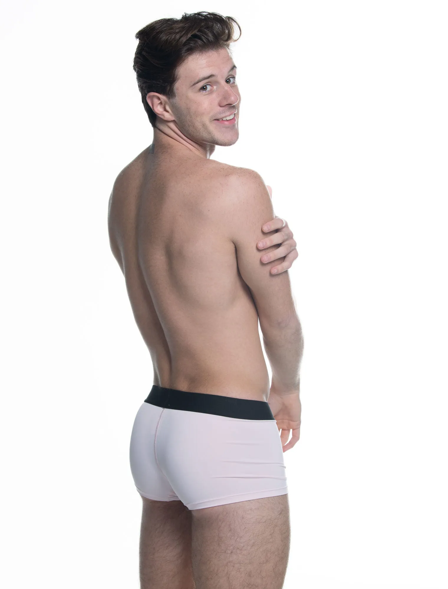 Box x Elliott: Mid Rise Boxer Trunks - Soft Pink