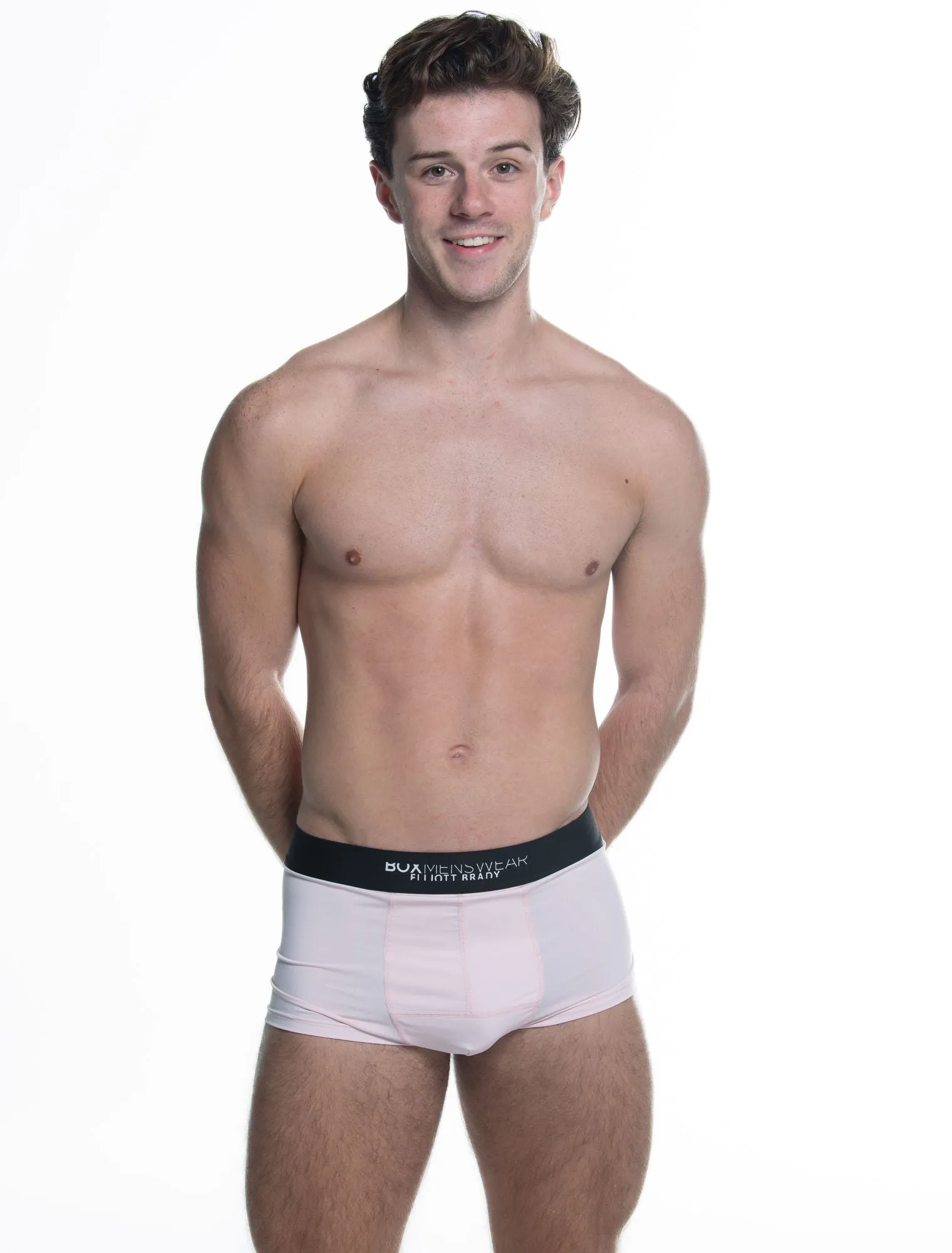 Box x Elliott: Mid Rise Boxer Trunks - Soft Pink