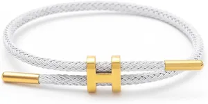 Bracelet with Adjustable Design Polished H Shape Buckle, Bracelets for Women, 18k Gold-plated Buckle Design Titanium Steel Wire Rope Women's Gift Jewelry