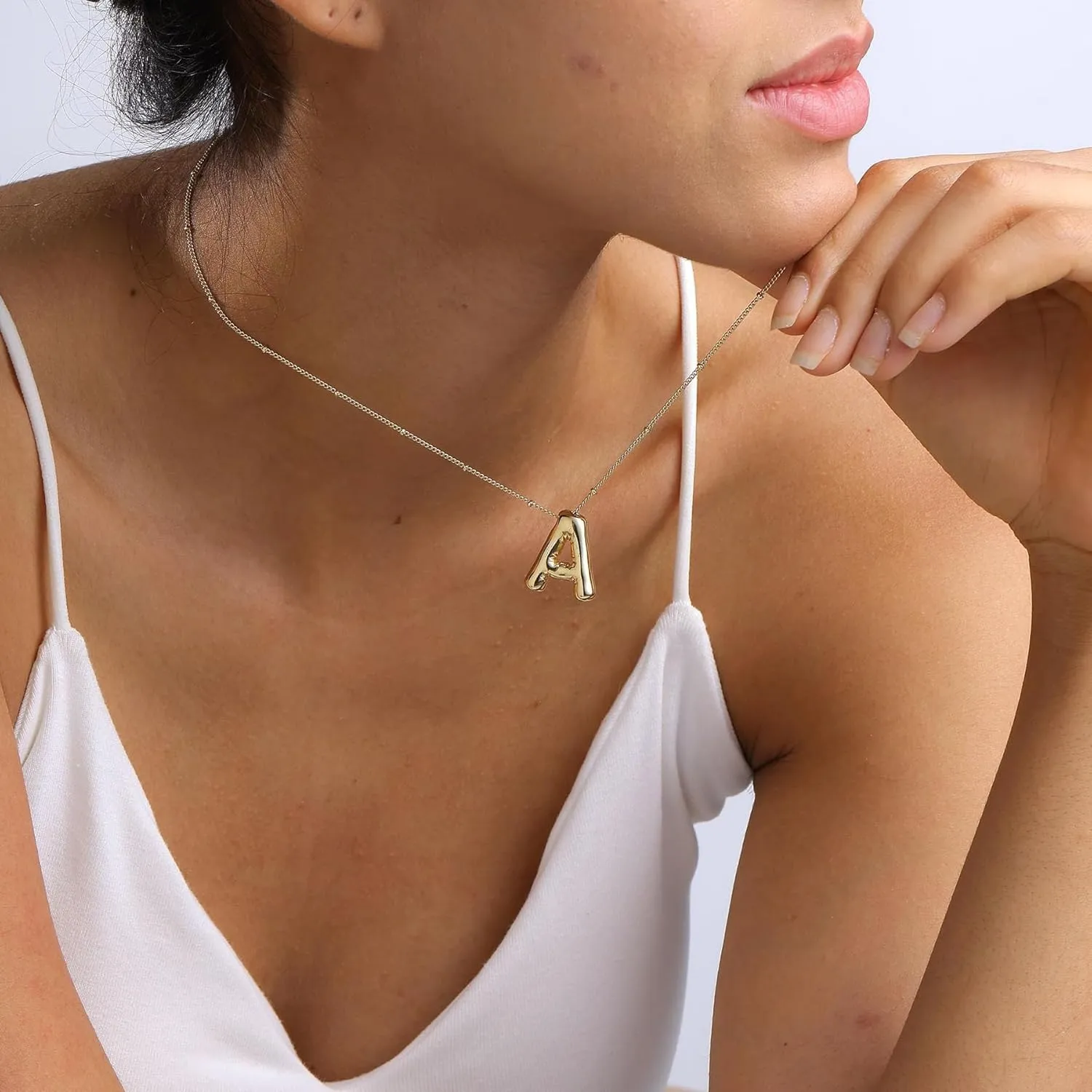 Bubble Letter Necklace - 14K Gold Sliver Plated Alphabet Pendant Necklace for Women, Trendy Balloon Initial Jewelry, Stylish Name Pendant for Her