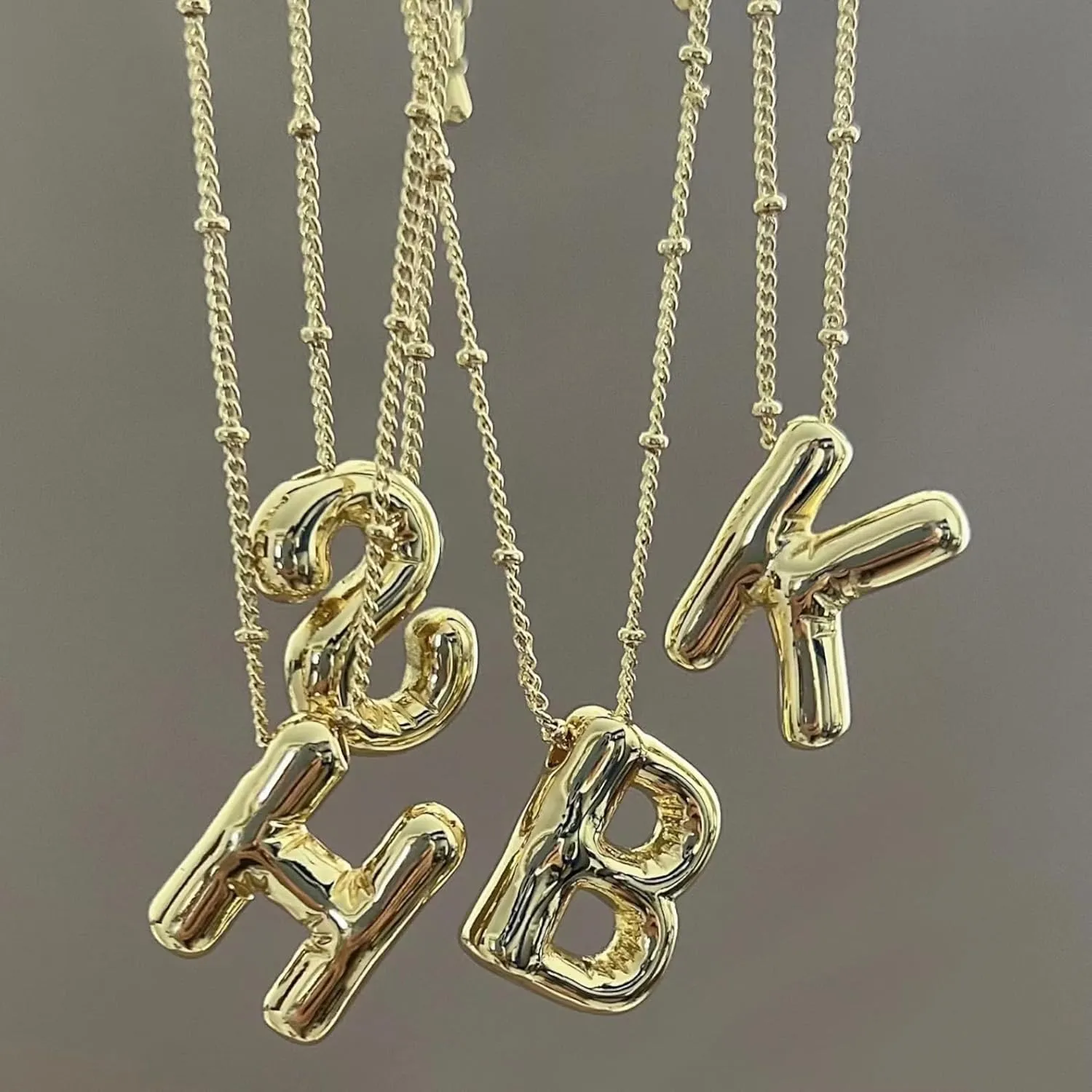 Bubble Letter Necklace - 14K Gold Sliver Plated Alphabet Pendant Necklace for Women, Trendy Balloon Initial Jewelry, Stylish Name Pendant for Her