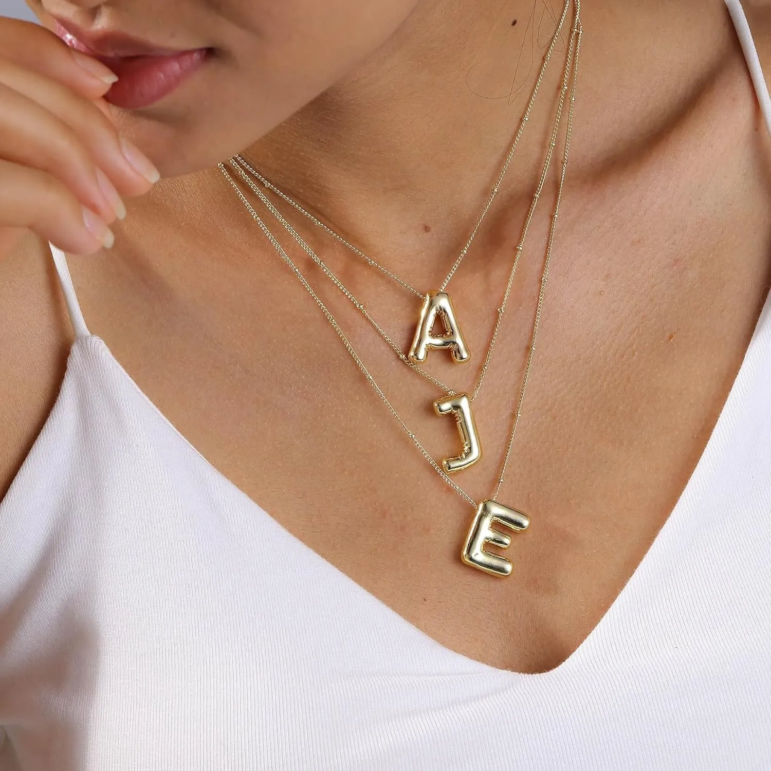 Bubble Letter Necklace - 14K Gold Sliver Plated Alphabet Pendant Necklace for Women, Trendy Balloon Initial Jewelry, Stylish Name Pendant for Her